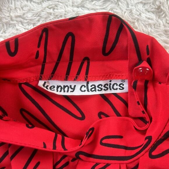 Vintage Kenny Classics belted red and black patterned secretary dress, s-med - Picture 10 of 10